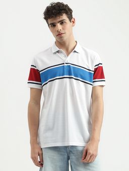 United Colors of Benetton - White Regular Fit Collar Neck Colorblock Polo T-Shirt