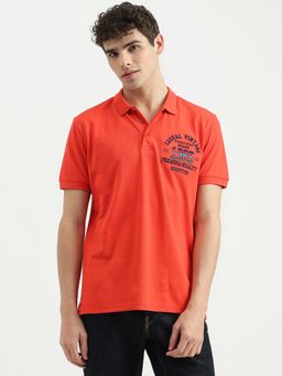 United Colors of Benetton - Orange Regular Fit Collar Neck Embroidered Polo T-Shirt