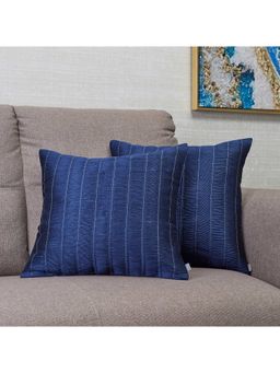HomeTown - Fiesta Dupion Cushion Cover 40 x 40 Cm in Blue Colour
