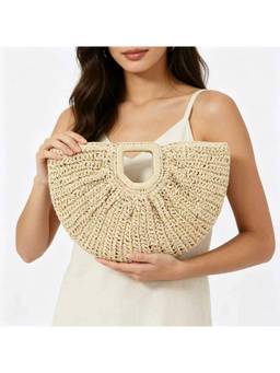 MISS MOSA BY AKANKSHA - Anne Half Moon Hand Bag Beige