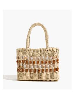 MISS MOSA BY AKANKSHA - Coco Straw Beads Hand Bag Brown