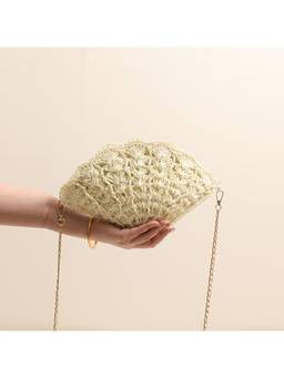 MISS MOSA BY AKANKSHA - Twirly Shell Sling Bag with Chain Beige