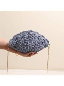 MISS MOSA BY AKANKSHA - Twirly Shell Sling Bag with Chain Blue
