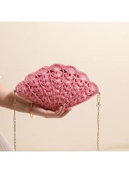 MISS MOSA BY AKANKSHA - Twirly Shell Sling Bag with Chain Pink