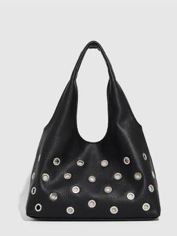 MISS MOSA BY AKANKSHA - Zod Rivet Pu Tote Bag Black