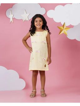 Avokiddos - Yellow Girls Front Tiny Bows Dress