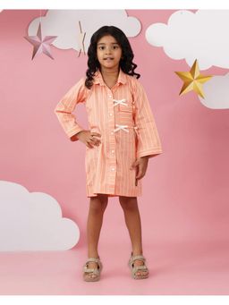 Avokiddos - Orange Girls Little Mandarin Shirt Dress