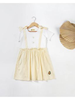 Avokiddos - Yellow Girls Pinafore Sunflower Dress