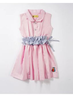 Avokiddos - Pink Girls Tie Waist Dress