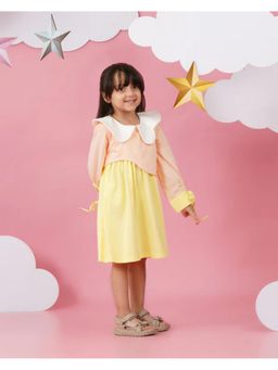 Avokiddos - Yellow Pineapple Girl Tie Sleeve Dress