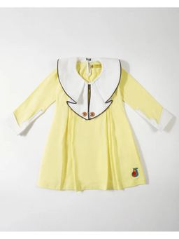 Avokiddos - Yellow Girls Big Collar Relaxed Fit Skater Dress