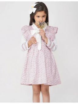 Avokiddos - Pink Girls Candy Floss Tie-Neck Dress