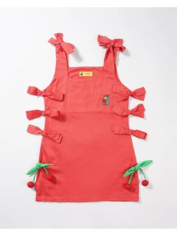 Avokiddos - Red Girls Cherry Side Panel Dress