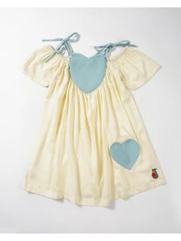 Avokiddos - Yellow Girls Flowy Shoulder Ties Dress