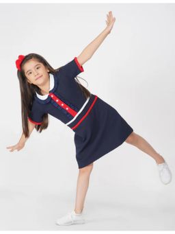 Avokiddos - Navy Blue Girls Navy Blue Jersey Dress