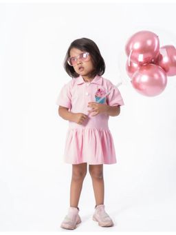 Avokiddos - Pink Girls Pink Pelican T-Shirt Dress