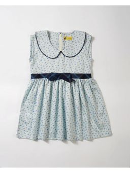 Avokiddos - Blue Girls Round Collar Show Bow Dress