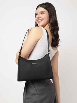 Fastrack - Black Textured Structured Shoulder Bag for Women