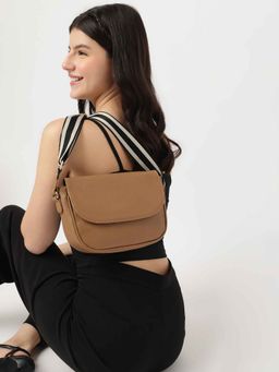 Fastrack - Tan Textured Everyday Sling Bag for Women