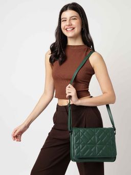 Fastrack - Malachite Green Quilted Messenger Bag for Women