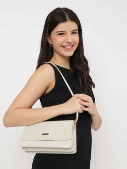 Fastrack - Textured White Shoulder Bag for Women