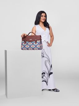 Zouk - Konkona Heritage Satchel Bag - Kovil Blue