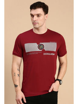 Classic Polo - Men Half Sleeves Maroon Slim Fit Printed T-Shirt