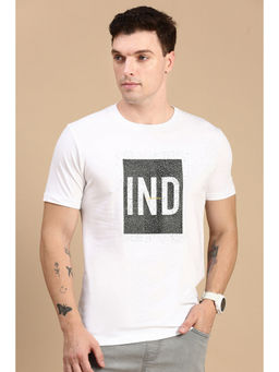Classic Polo - Men Half Sleeves White Slim Fit Printed T-Shirt