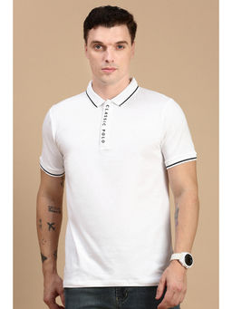 Classic Polo - Men Half Sleeves White Slim Fit Solid Polo T-Shirt
