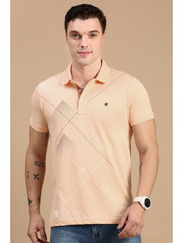 Classic Polo - Men Half Sleeves Orange Slim Fit Printed Polo T-Shirt