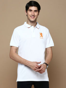 Classic Polo - Men Half Sleeves White Slim Fit Solid Polo T-Shirt