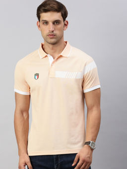 Classic Polo - Men Half Sleeves Light Orange Slim Fit Solid Polo T-Shirt