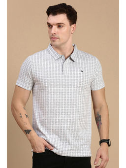 Classic Polo - Men Half Sleeves Off White Slim Fit Printed Polo T-Shirt