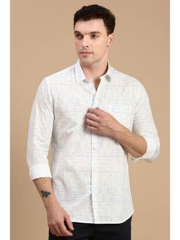 Classic Polo - Men Full Sleeves White Slim Fit Printed Casual Shirt
