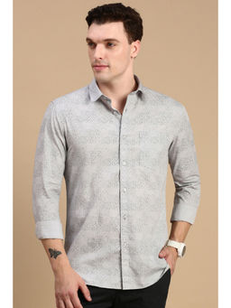 Classic Polo - Men Full Sleeves Grey Slim Fit Printed Casual Shirt