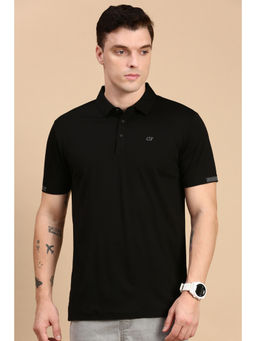 Classic Polo - Men Half Sleeves Black Slim Fit Solid Polo T-Shirt