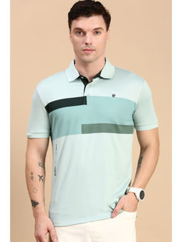 Classic Polo - Men Half Sleeves Green Slim Fit Colorblock Polo T-Shirt