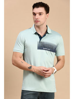 Classic Polo - Men Half Sleeves Green Slim Fit Printed Polo T-Shirt
