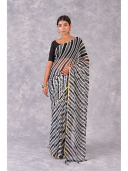 KISHORI - Women's Saree and Blouse Fabric-Black-Grey