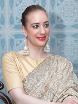 Odette - Stunning White Hoops Earrings with Jhumki