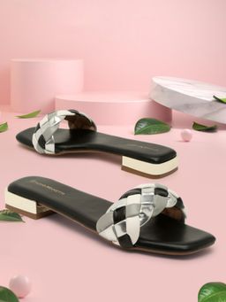 Bruno Manetti - Women's Black Slip-On Braided Design Flats