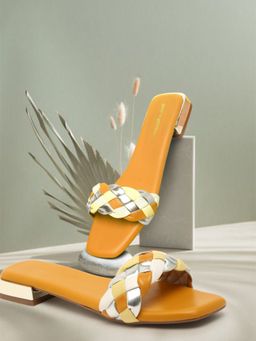 Bruno Manetti - Women's Yellow Slip-On Braided Design Flats