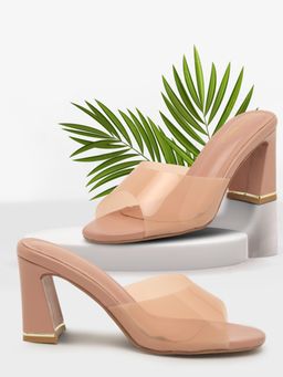 Bruno Manetti - Women's Nude Slip-On Back Open Upper Transparent Sandal Heels