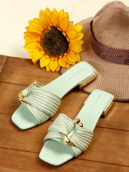 Bruno Manetti - Women's Mint Slip-On Back Open Buckle Design Flats