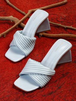 Bruno Manetti - Women's Blue Slip-On Back Open Sandal Heels