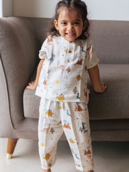 DULAAR - Unisex White Cotton Top with Pyjama