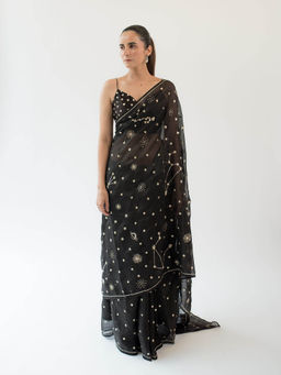 KAPARDARA - Andromeda Saree – A Pure Silk Organza Saree In The Shade Of Black