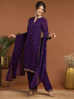 RIRASA - Akshara Organza Purple Kurta with Pant (Set of 2)