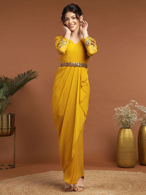 yellow dress with brown belt Belted Button Up Short Sleeve Linen Collar, Laurel Maxi Shirt Dress in Mustard, Size M, For Brunch