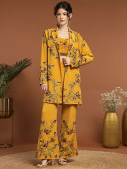 RIRASA - Draven Crepe Mustard Bustier with Pants and Jacket (Set of 3)